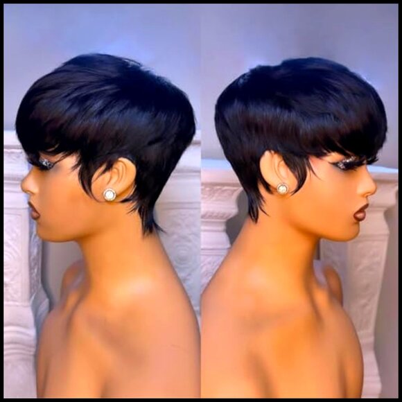 Human Hair Pixie Cut Wig Glueless Bob Straight Machine Made Daily Wear main image 4